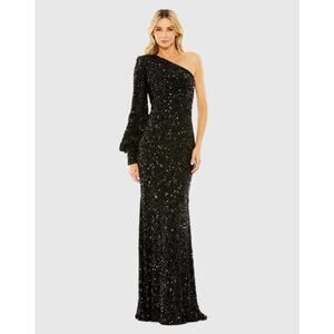 Mac Duggal Black Sequin One-Shoulder Dress